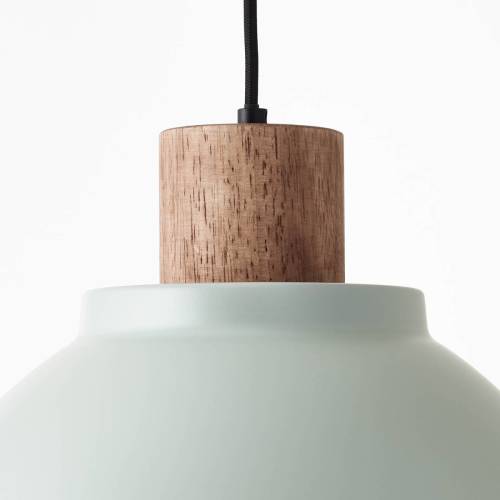 Brilliant Hanglamp Erena met houtdetail, lichtgroen