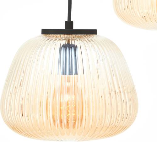 Brilliant Kaizen hanglamp, lengte 105 cm, amber, 3-lamps, glas