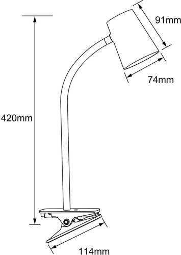 Brilliant LED klem-tafellamp Adda wit 3-traps dimbaar