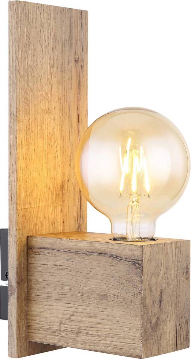 GLOBO Wandlamp Erna in houtoptiek