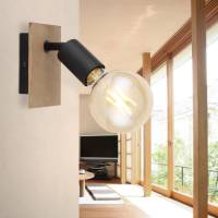 GLOBO Wandlamp Martha met houtplaat