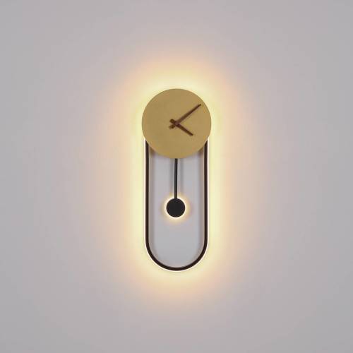 GLOBO LED wandlamp Sussy met klok, zwart/goud
