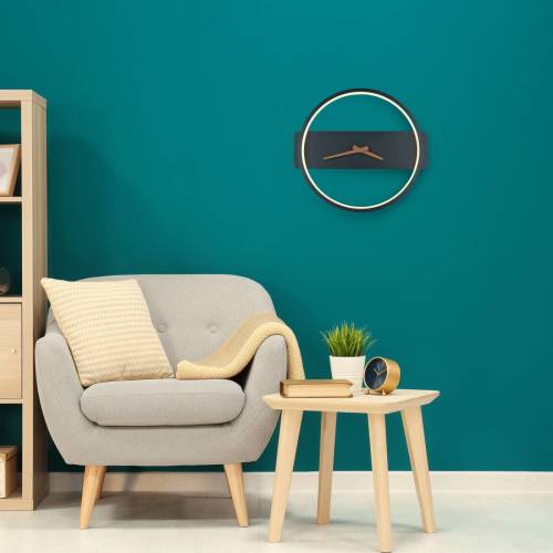 GLOBO LED wandlamp Sussy met klok, zwart, breedte 32 cm