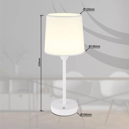 GLOBO LED tafellamp Lunki, wit, hoogte 35 cm, stof, CCT