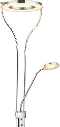 GLOBO LED vloerlamp Ebro, hoogte 194 cm, nikkelkleurig, 2-lamps.