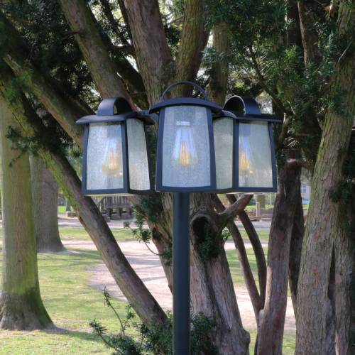 Lutec Lantaarnpaal Kelsey van aluminium, 3-lamps, IP44