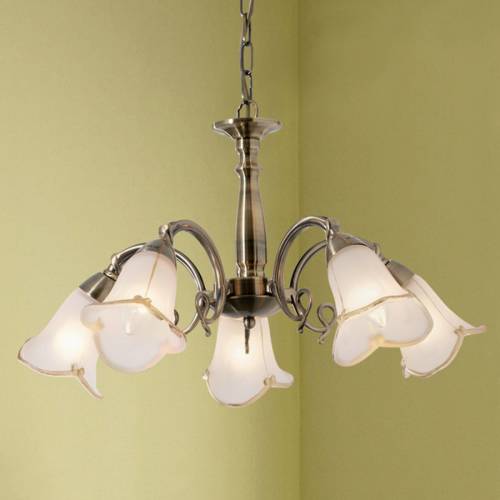 Orion Hanglamp Calla, oudmessing, 5-lamps