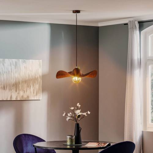 Sigma Hanglamp Jil, kap gebogen, bruin/koper