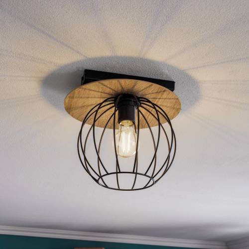 Sigma Plafondlamp Malin, houten kap rond, 1-lamp
