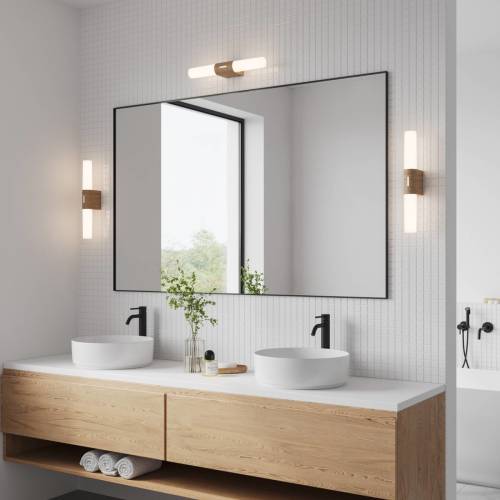 Nordlux LED badkamer wandlamp Helva Double Basic houtdecor