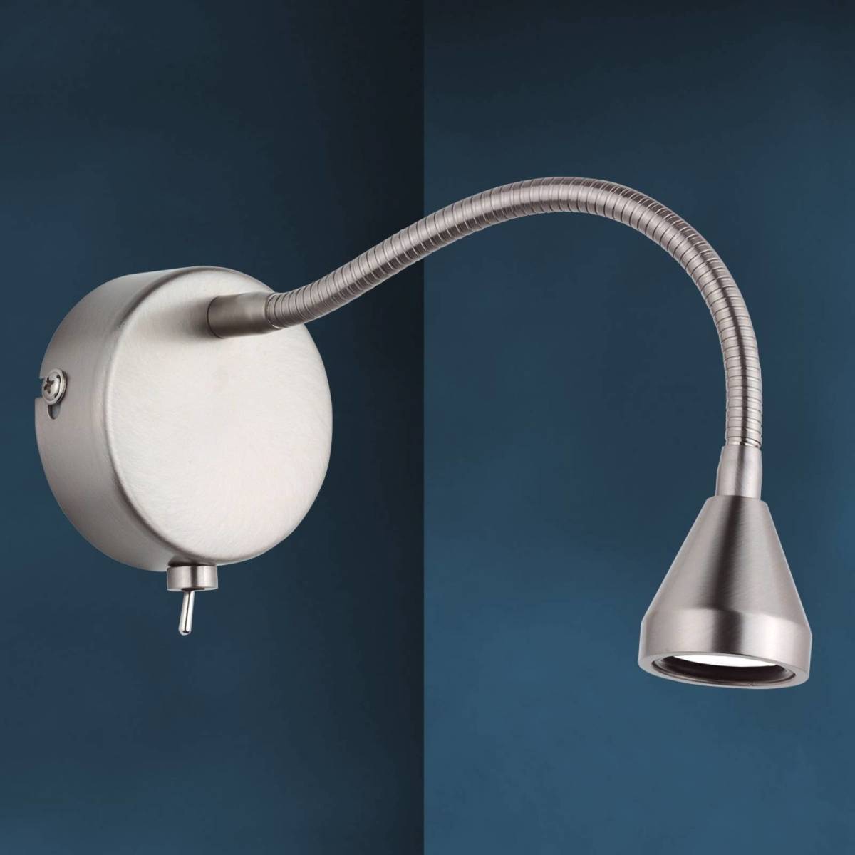 Busch LED wandlamp Mini, flexibele arm, nikkel, 3.000K