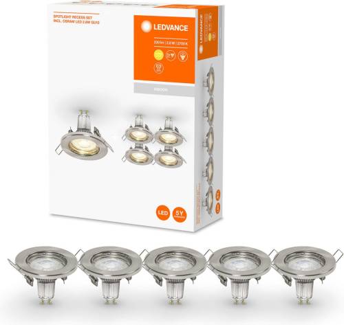 LEDVANCE LED inbouwspot GU10 Recessed per 5 nikkel
