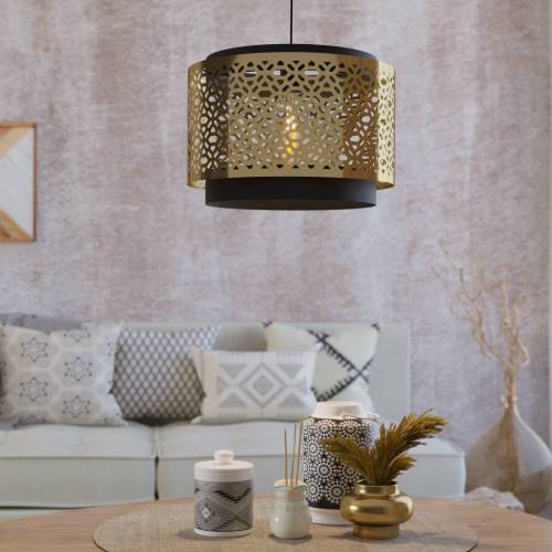 Eglo Hanglamp Sandbach in zwart en messing