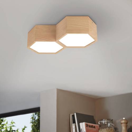 Eglo Plafondlamp Mirlas van hout, 2-lamps