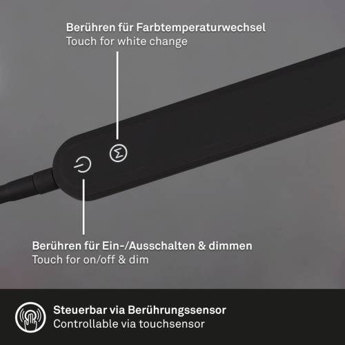 Briloner LED vloerlamp Servo, dimbaar, CCT, zwart