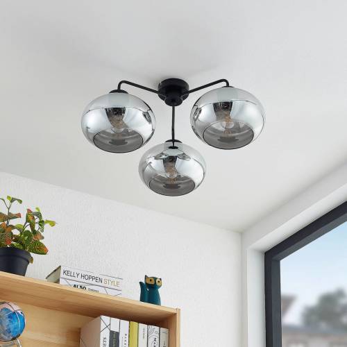 Lindby Navidia plafondlamp, kap van rookglas