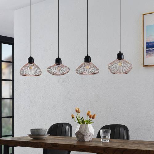 Lindby Raelyn hanglamp, 4-lamps, koper