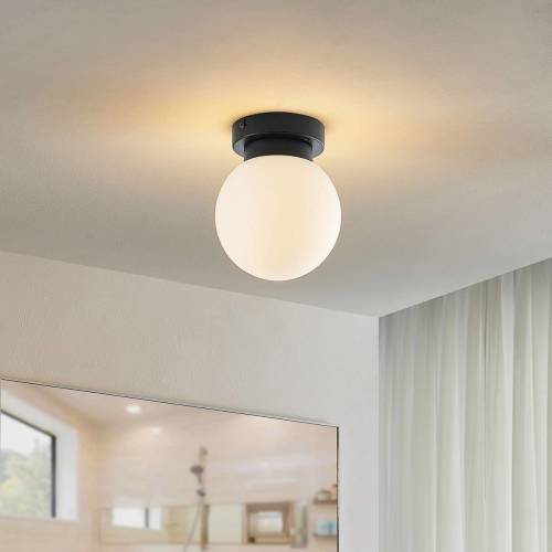 Lindby Tavino plafondlamp, bolvormige kap, zwart