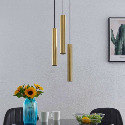 Lindby Joffrey hanglamp, 3-lamps, messing