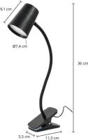 Lindby LED tafellamp, klemvoet, zwart