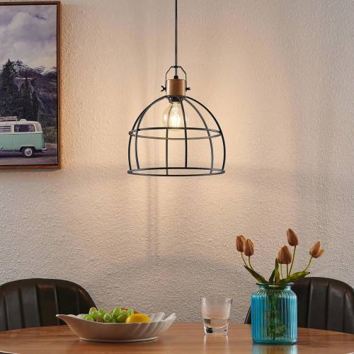 Lindby Flintos hanglamp, 1-lamp, hout licht