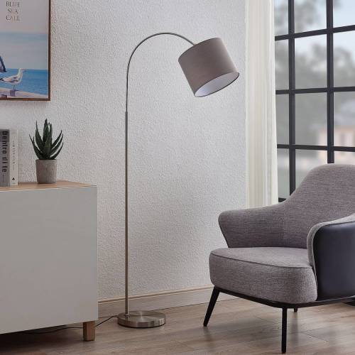 Lindby Keriba vloerlamp, nikkel/taupe