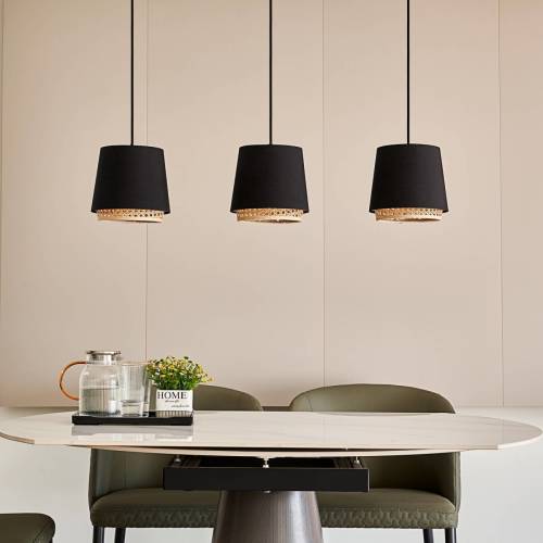 Lindby Ananya hanglamp van ijzer en hout, 3-lamps