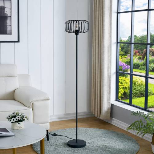 Lindby Krish vloerlamp, kooi-look, zwart