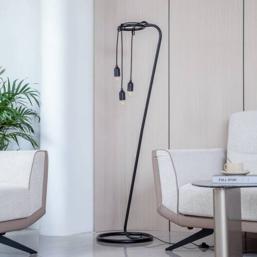 Lindby Elira vloerlamp 3-lamps zwart