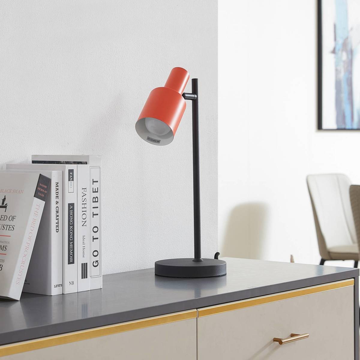 Lindby tafellamp Ovelia, oranje/zwart