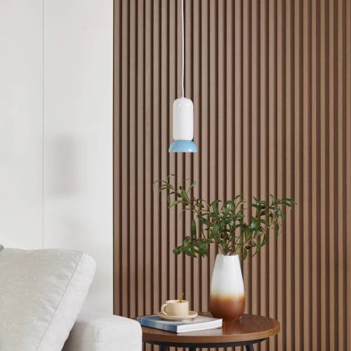 Lindby hanglamp Kerimi, crème/blauw, 1-lamp