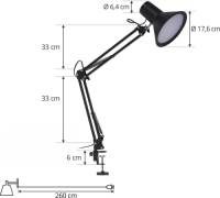Lindby LED klemlamp Undra, zwart, dimbaar, verstelbaar