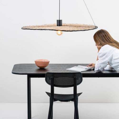 FARO BARCELONA Costas hanglamp, kantelbare rotan kap, Ø 100cm