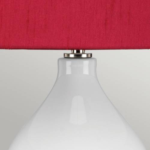 Elstead Textiel-tafellamp Isla nikkel gepolijst/rood