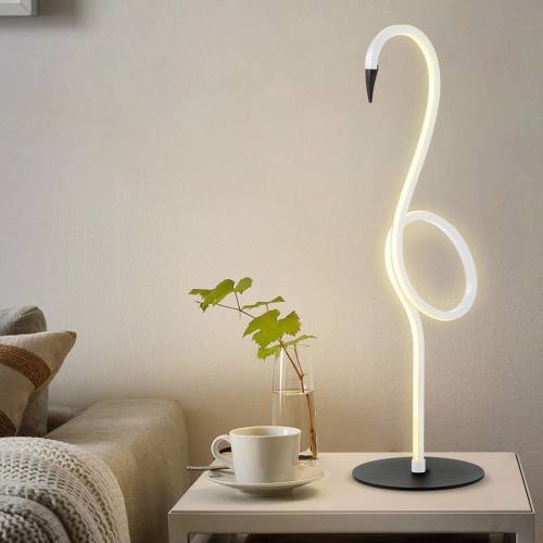 Elstead Flamingo LED tafellamp, wit, metaal, 50 cm hoog