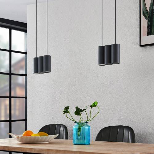 Lucande Cesur hanglamp, 6-lamps, zwart