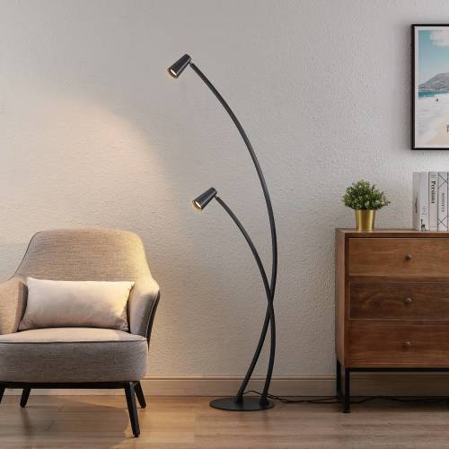 Lucande Velanoris vloerlamp, 2-lamps, zwart