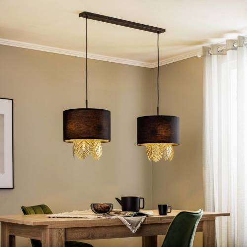 Lucande Malviras hanglamp, blad decoratie 2-lamps.