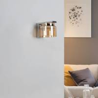 Lucande Diano wandlamp, amber, ijzer, glas