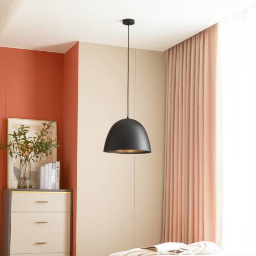 Lucande Delarion hanglamp, zwart/messing