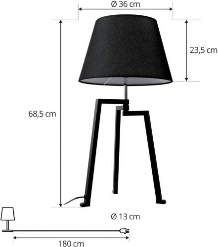 Lucande Amona tafellamp, zwart