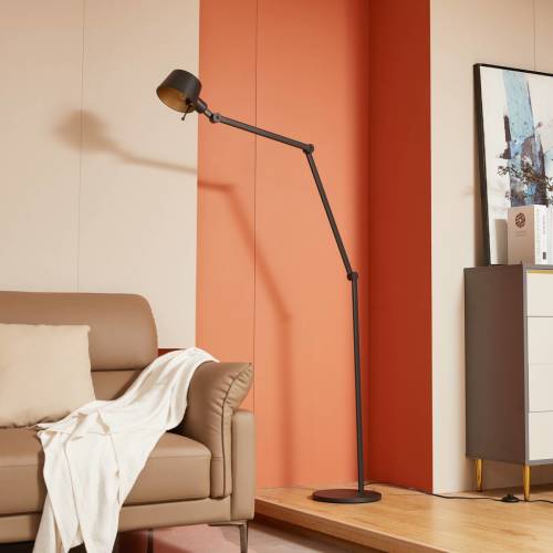 Vloerlamp Lucande Silka, hoogte 216 cm, verstelbaar, zwart