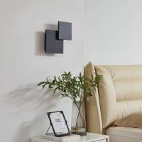 Lucande Elrik LED wandlamp, twee elementen, hoekig, zwart