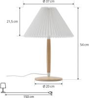 Lucande Ellorin tafellamp, hout, kap van textiel