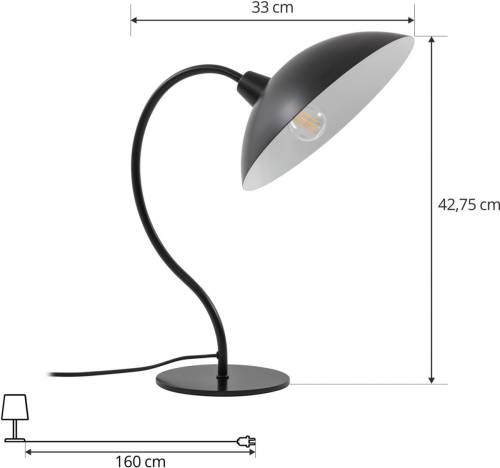 Lucande Arvadon metalen tafellamp, zwart