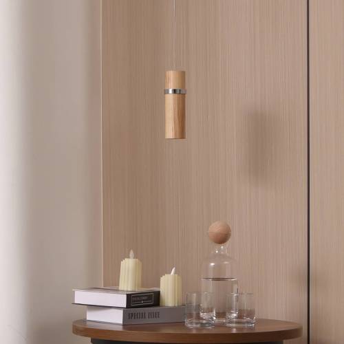 Lucande Nojus LED hanglamp, hout Up/Down 1-lamp.