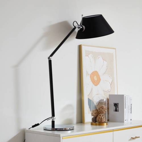 Lucande vloerlamp Dansari, verstelbaar, zwart / chroom