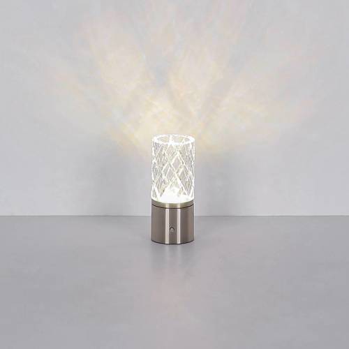 GLOBO LED tafellamp Lunki, nikkelkleurig, hoogte 19 cm, CCT