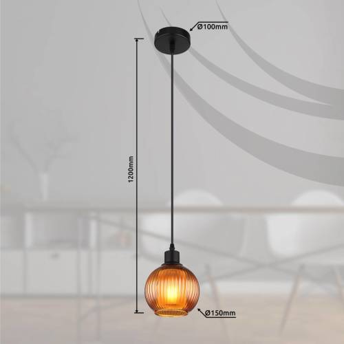 GLOBO Hanglamp Zumba, bronskleurig, Ø 15 cm, glas