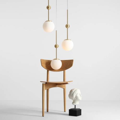 ALDEX Hanglamp Joel, Rondel, messing/wit, 3-lamps